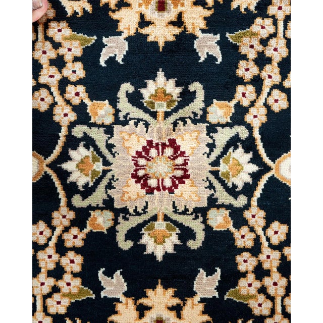 Contemporary Eclectic, One-of-a-Kind Hand-Knotted Area Rug - Black, 6' 1" x 9' 0" For Sale - Image 3 of 8