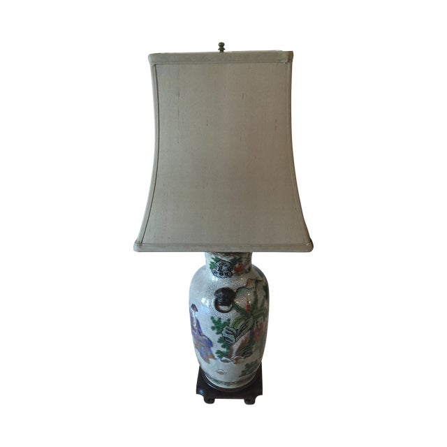 Vintage Asian Table Lamp With Wooden Base Chairish