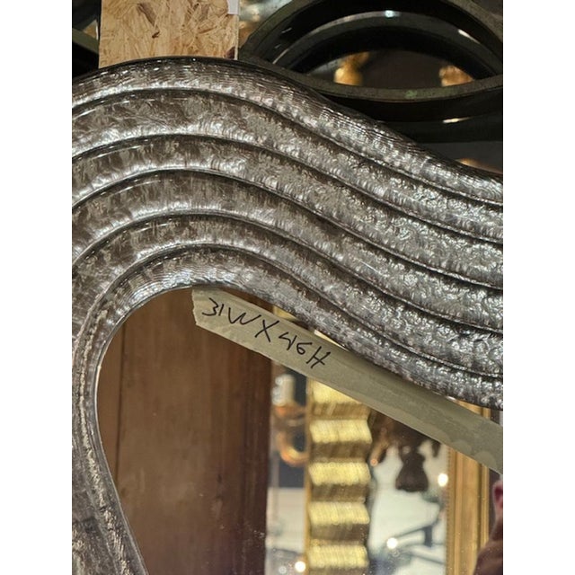 Modern Silver Wave Glass Murano Mirror For Sale - Image 4 of 7
