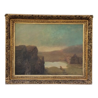 Romantic Artist, Tiger Before a Dreamscape, 19th Century, Oil on Canvas For Sale