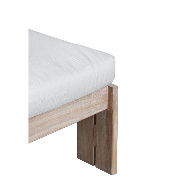 Contemporary Paradiso Outdoor Teak Natural Look Chaise - Light Gray Fabric For Sale - Image 3 of 6
