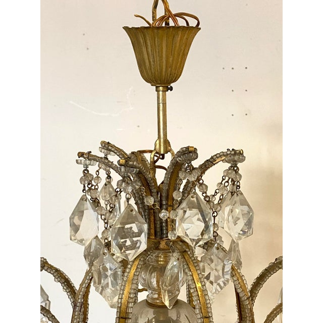 Glass Gilt Iron & Glass Chandelier, 1960s For Sale - Image 7 of 10
