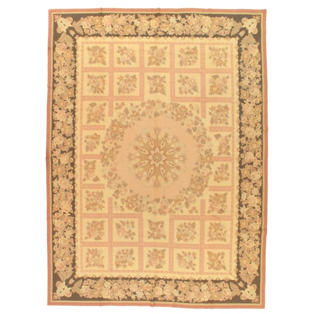 A modern, Modern Aubusson rug that features lamb's wool on cotton. This is from China. Aubusson is a town on the Creuse...