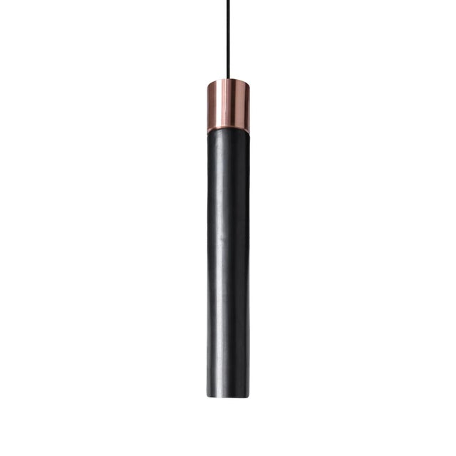 Minimal' Ceramic Pendant Light by David Pompa for Kdln in Black and Copper For Sale - Image 11 of 11