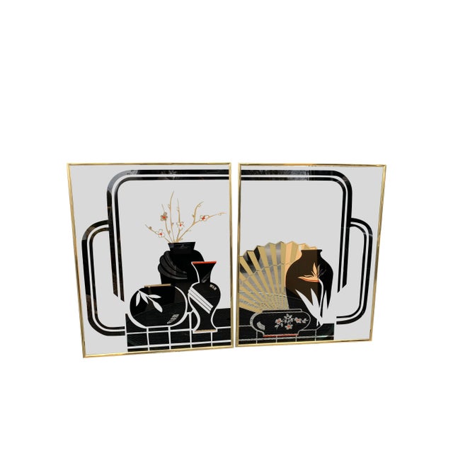 1980’s Post Modern Deco Mirror Wall Art - Set of 2 For Sale - Image 4 of 4