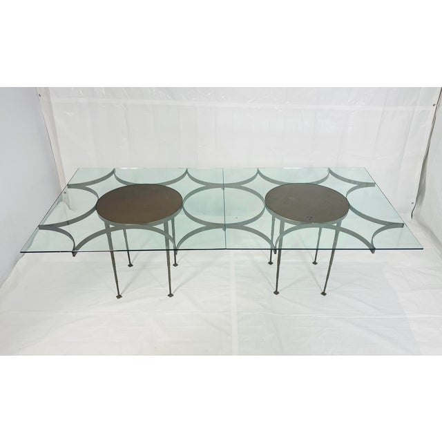 Architectural Glass Dining Table With Sculptural Metal Base, Usa, 1970s For Sale - Image 4 of 18
