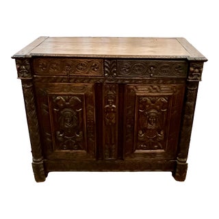 Antique 1800s Henry II Style French Oak Cabinet/Sideboard/Credenza For Sale