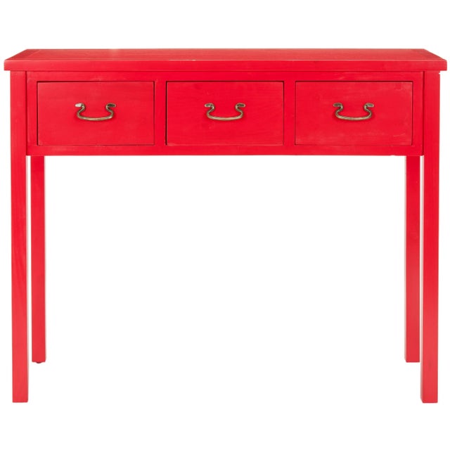2020s Console With Storage Drawers in Hot Red For Sale - Image 5 of 5