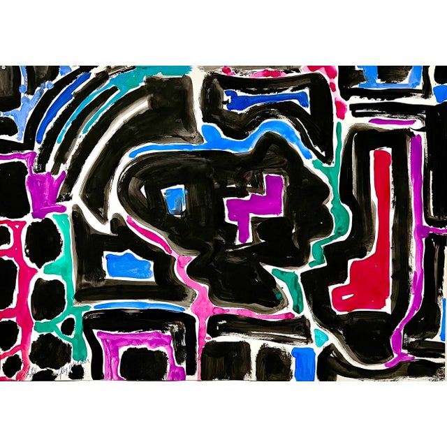 Jay Milder, Abstract Israeli Landscape Jay Milder Rhino Horn Painting Jaffa, Israel Pop Art, 1990 For Sale