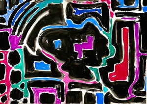 Jay Milder, Abstract Israeli Landscape Jay Milder Rhino Horn Painting Jaffa, Israel Pop Art, 1990