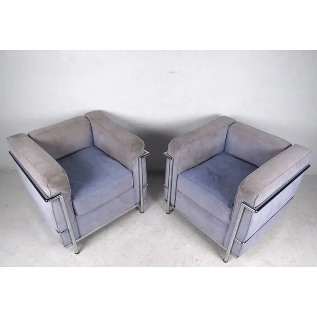 Mid-Century Modern Le Corbusier Style Lounge Chairs - a Pair For Sale - Image 4 of 9