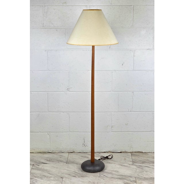 1960s Danish Modern Teak Lamp With Bulbous Ceramic Base For Sale In Richmond - Image 6 of 6