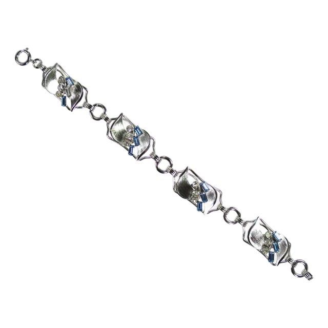 Vintage Art Deco Designer Sterling Crystal Bracelet 1930s For Sale