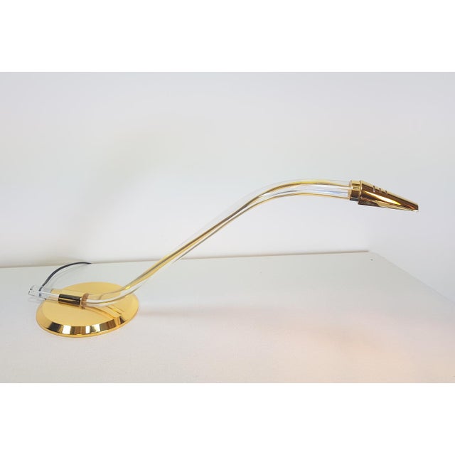 Vintage brass acrylic glass grupo mci serpent lamp 1970s neo deco cobra high low desk lamp from the 70s this amazing lamp...