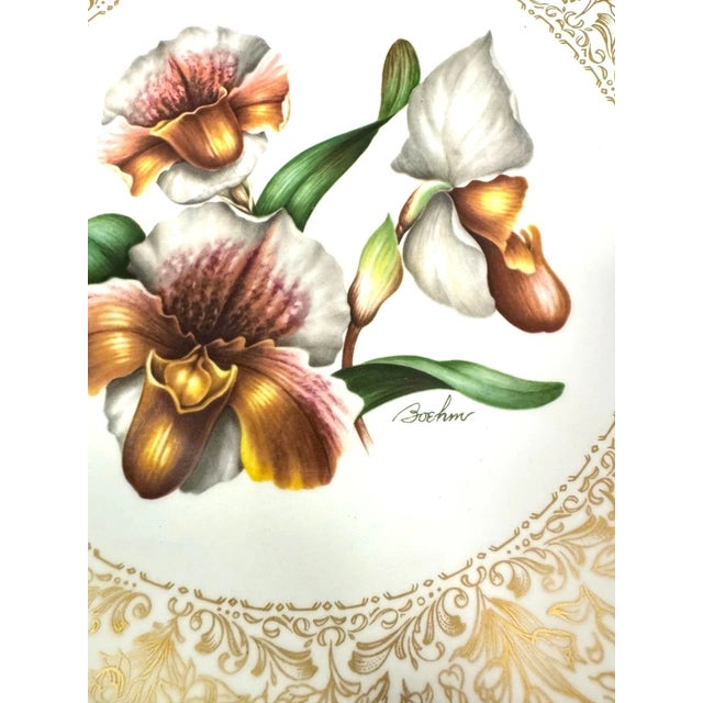 Gold Boehm Flowers of the World Collectible Porcelain Plates -5 For Sale - Image 8 of 14
