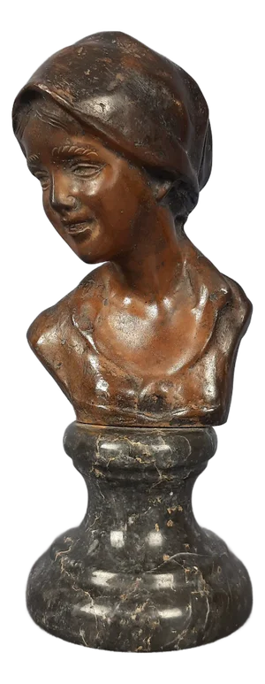 Bronze Bust of Peasant by Vincenzo Cinque, Early 1900s