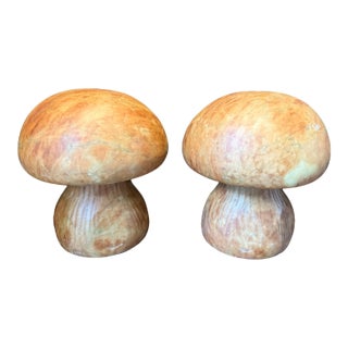 Pair of 1960s Mid-Century Alabaster Mushroom Bookends, Made in Italy For Sale