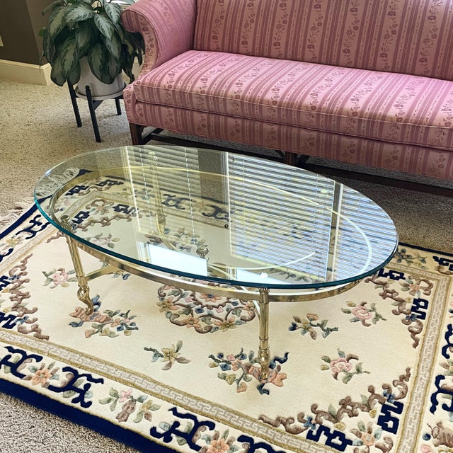 Mid 20th Century Brass & Glass Oval Coffee Table Chairish
