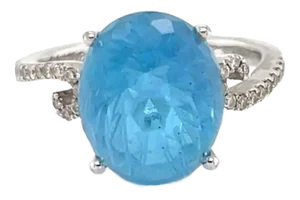 Gabriel & Co. Diamond Blue Topaz 14k White Gold Ring - Size 6