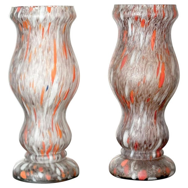 French Art Deco Marbled Glass Vases, 1930, Set of 2 For Sale - Image 9 of 9