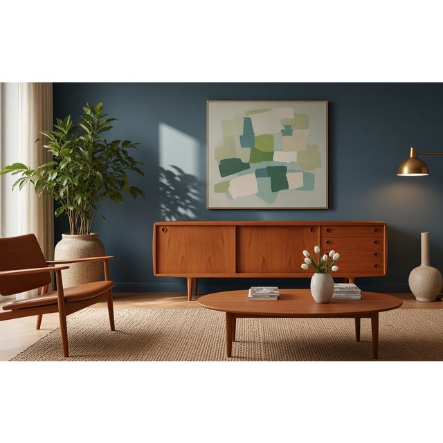 Mid-Century Modern Long Sideboard in Teak with Drawers and Sliding Doors from H.P. Hansen, 1960s For Sale - Image 3 of 18