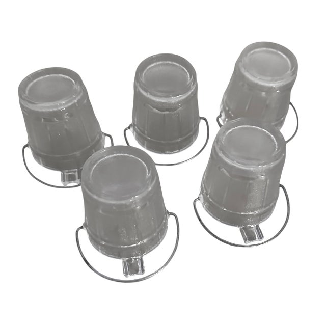 Mid 20th Century Glass Faux Oak Wood Pale Ice Bucket - A Set of 7 For Sale In Birmingham - Image 6 of 9