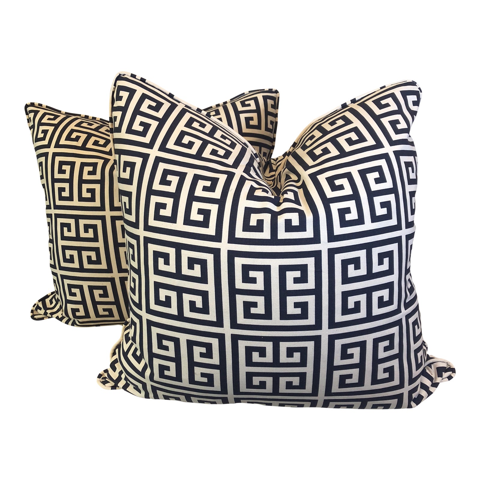 Navy/White Greek Key 22” PillowsA Pair Chairish
