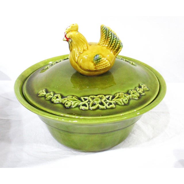 Ceramic Mid Century Chicken Lazy Susan California Pottery Sever For Sale - Image 7 of 12