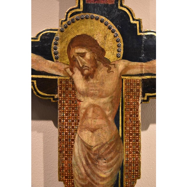 Religious Artist, 14th Century Style Crucifix, Tempera on Panel For Sale - Image 12 of 16