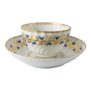18th Century English Royal Crown Derby Nottingham Road Teacup & Saucer Set- 2 Pieces