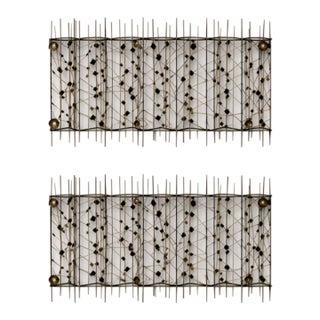 Pair of Mid-Century Modern Metal Wall Sculptures – Geometric Brutalist Style For Sale