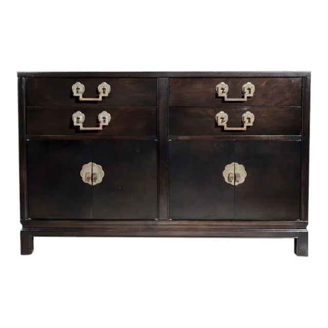 Espresso Stained Mid- Century Chinoiserie Style Buffet by Landstrom Furniture For Sale