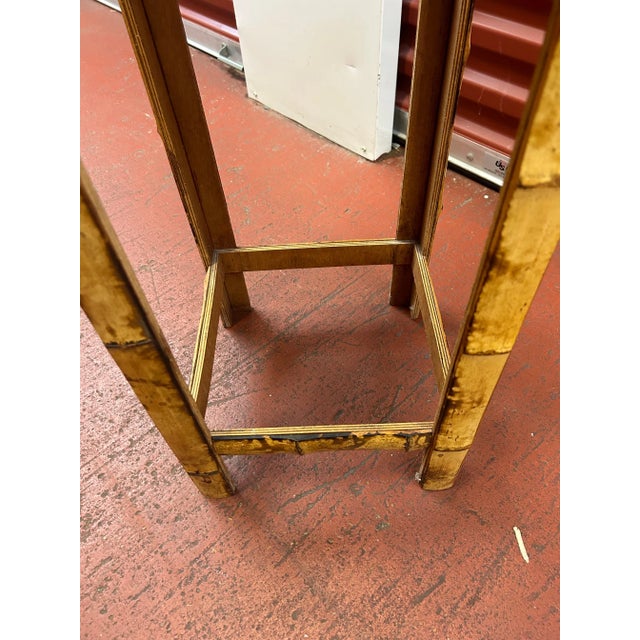 Wood Vintage Burnt Bamboo Side Table/Plant Stand For Sale - Image 7 of 10