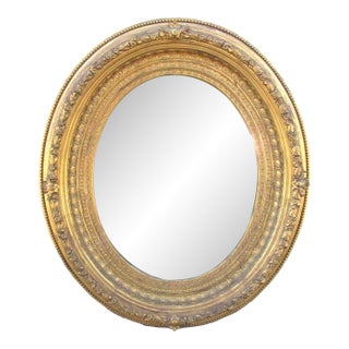 Antique English Oval Giltwood Mirror For Sale