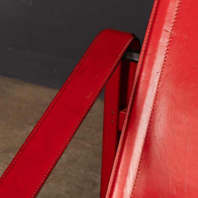 20th Century Italian Red Leather Chair by Toussaint & Angeloni for Matteo Grassi, 1970 For Sale - Image 13 of 18