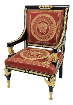 Empire Mahogany and Bronze Revival Ormolu Armchair