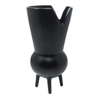 1990s Italian Bucchero Ceramic "Gubbio" Split-Rim Vessel by Gio Ponti for Neoponti/Costantino For Sale