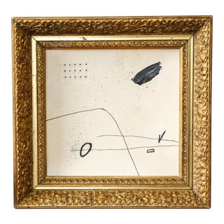 Original Framed Abstract Painting in Antique Gold Frame For Sale