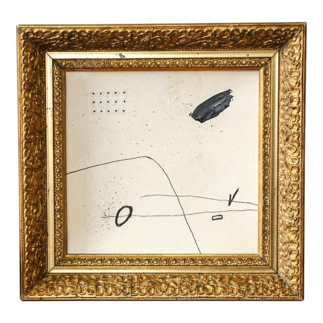 Original Framed Abstract Painting in Antique Gold Frame For Sale