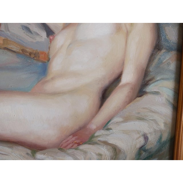 Vintage Oil Painting Nude After Frieseke's Art Nouveau Masterpiece "Sleep" 1903 For Sale - Image 4 of 13