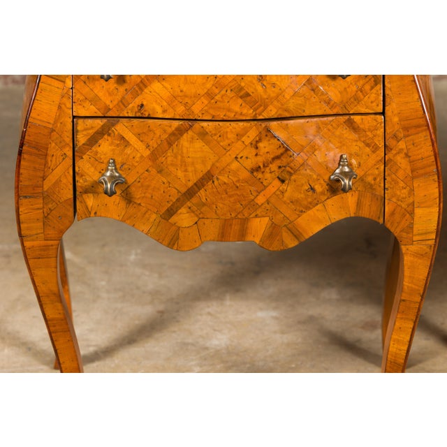 Mid 20th Century Italian Rococo Style Burl Wood Marquetry Bedside Chests with Cabriole Legs For Sale - Image 12 of 12