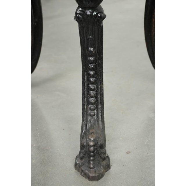 Antique English Bistro Side Table with a Cast Iron Base & Solid Wood Tabletop, Early 20th Century For Sale - Image 10 of 11