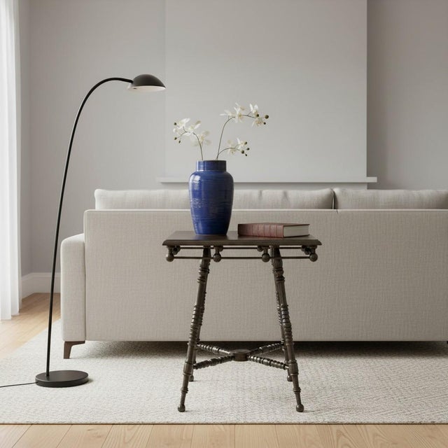 Victorian Antique Stick Ball Table-Black Painted-Square Accent-Colonial Style-Side-End For Sale - Image 3 of 10