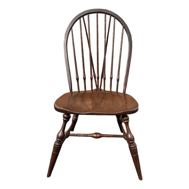 Vintage Windsor Style Hoop BraceBack Oak Side Chair For Sale