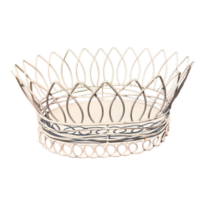 1980s French Country White Wire Basket Cachepot Planter