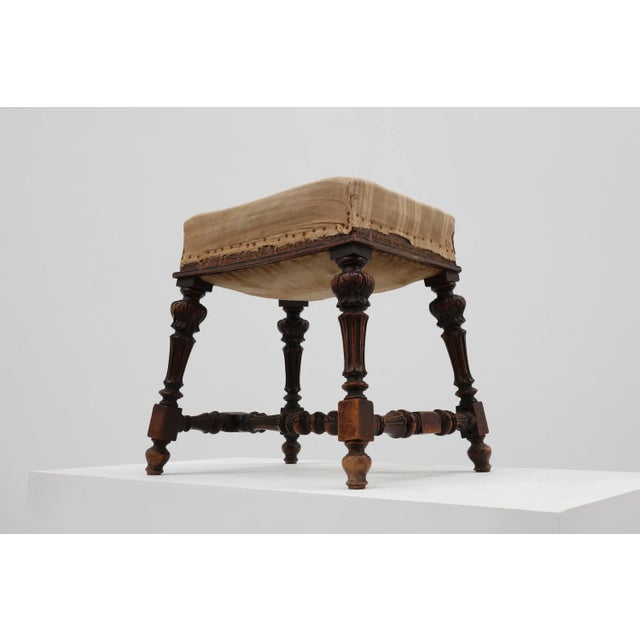 19th Century Louis XV Baroque Oak Stool, France For Sale - Image 5 of 13