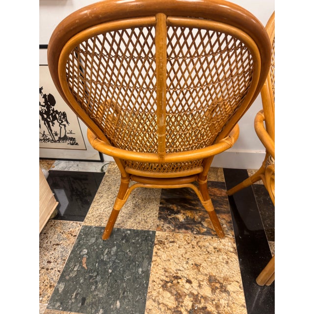PAir of 1970s Rattan Lounge Chairs With Zebra Upholster For Sale - Image 4 of 6