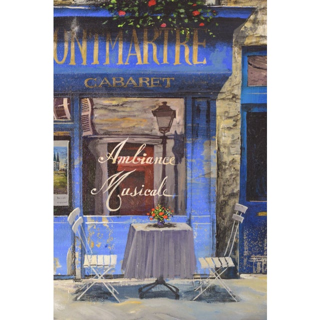 1990s Paris Café Au Vieux Montmartre, 1994, Oil on Canvas For Sale - Image 5 of 13