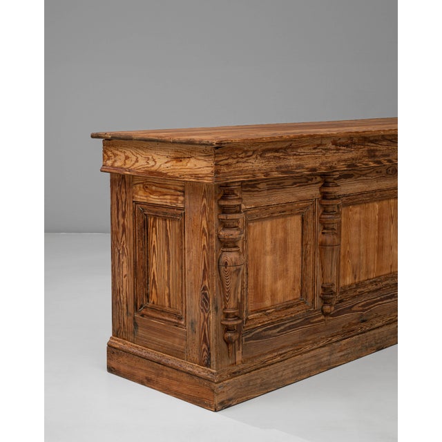 1900s French Belgian Provincial Wooden Shop Counter by Emile Lambot, Châtelet For Sale - Image 4 of 18