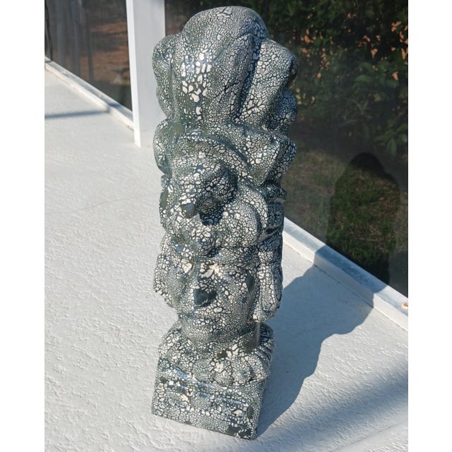 Late 20th Century Ancient Hawaiian Warrior Chief Vintage Ceramic Sculpture For Sale - Image 9 of 11